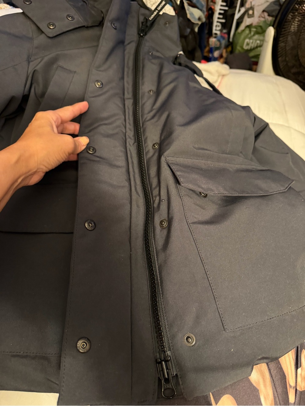Women’s Authentic Blue Canada Goose Winter Parka Jacket - Insulated Hooded Coat - Picture 15 of 16